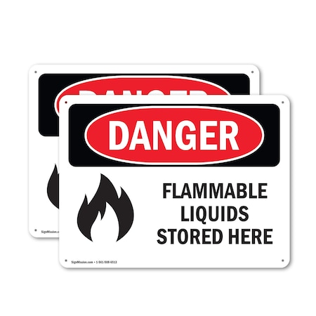 Signmission Flammable Liquids Stored Here Danger Sign, Aluminum, 10in W x 7in L, 2PK OS-2PACK-DS-A-710-L-1240